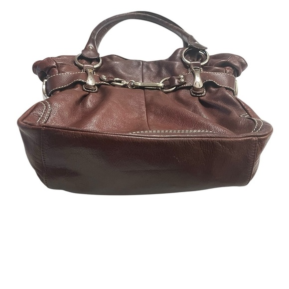 Leather Purse B.MAKOWSKY Raisin Brown Belted Clip Shoulder Bag - Picture 5 of 16